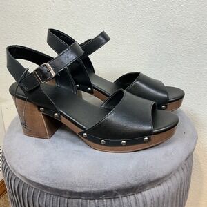 Frye and Co. Women's Black Girard Ankle Strap Heeled Open Toe Sandals‎ Size 9